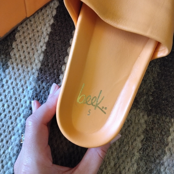 Beek Women's Sandals Albatross orange Leather Platform slides Sz 5 - Picture 4 of 9